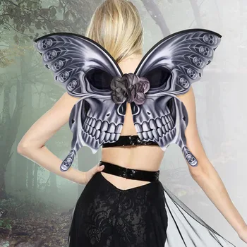 Крылья бабочки на Хэллоуин, необычные крылья для косплея на Хэллоуин, женские черепа Дьявола, Вампиры, реквизит для ролевых игр, реквизит для вечеринки